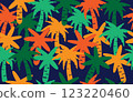 Summer pattern seamless fabric summer season. coconut palm tree on blue background. Designed for background ,wallpaper ,summer pattern ,wrapping paper ,travel ,holiday ,weekend ,vacation ,tropical 123220460