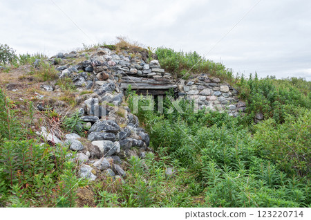 Old destroyed stone pillbox of World War II Old destroyed stone pillbox of World War II 123220714