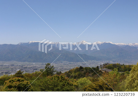 The Hida Mountains as seen from Matsumoto City (Matsumoto City, Nagano Prefecture) 123220739