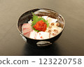 Seafood bowl with salmon roe at an izakaya 123220758