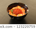 Salmon and salmon roe bowl at an izakaya 123220759