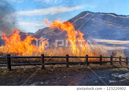 On February 15, 2025, the day of the mountain burning at Soni Plateau, the mountain burning is lit in the square at the entrance. On February 15, 2025, the day of the mountain burning at Soni Plateau, the mountain burning is lit in the square at the entrance. 123220902