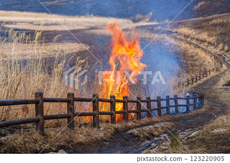 On the day of the mountain burning on February 15, 2025 at Soni Plateau, a mountain burning event is lit in the square at the entrance. On the day of the mountain burning on February 15, 2025 at Soni Plateau, a mountain burning event is lit in the square at the entrance. 123220905