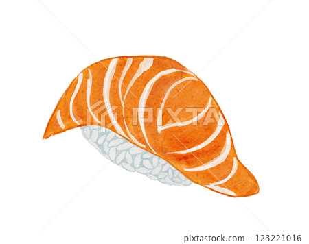 日本壽司鮭魚的水彩插圖 123221016