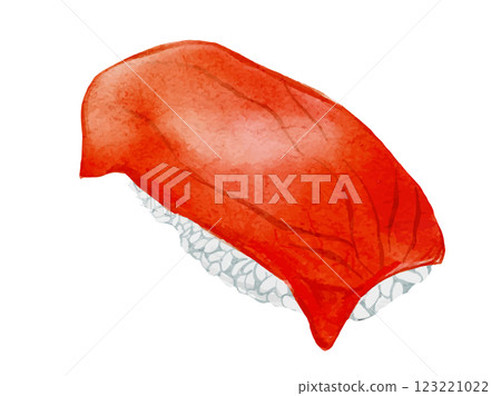 Watercolor illustration of Japanese food sushi tuna 123221022