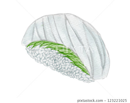 日本壽司 engawa 的水彩插圖 123221025