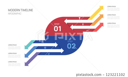 Infographics arrow up and down symbol timeline business steps to success template. vector illustration. 123221102