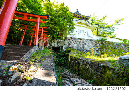 [Important Preservation District for Groups of Traditional Buildings] Izushi: Fresh greenery, the approach to Arikoyama Inari Shrine, and the East Corner Tower of Izushi Castle 2, Toyooka City, Hyogo Prefecture 123221202