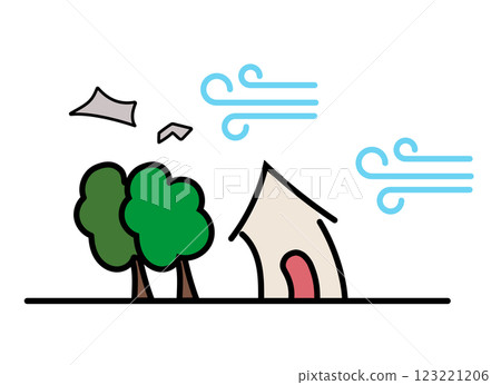 Abnormal weather strong wind icon illustration 123221206