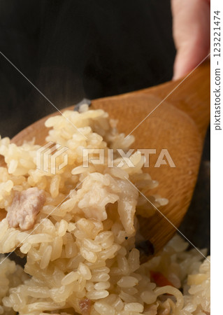 Steamed steamed Chinese-style sticky rice served in a rice bowl 123221474