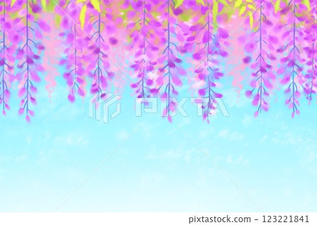 紫藤花與藍天水彩畫 123221841