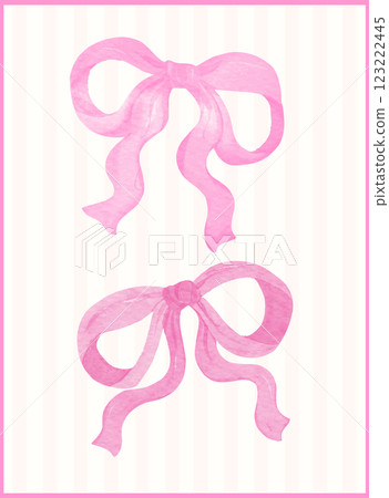 Set of Whimsical Coquette pink ribbon bow watercolor Hand Painted vector Set of Whimsical Coquette pink ribbon bow watercolor Hand Painted vector 123222445