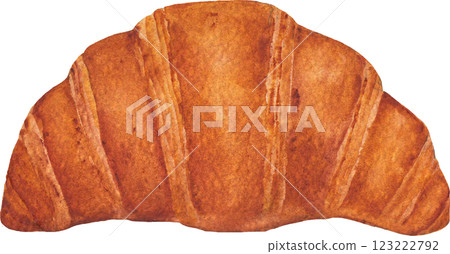 A traditional watercolor croissant isolated on a white background 123222792