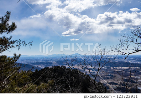 View to the south from the summit of Mt. Ontake (Tochigi) with Mt. Tsukuba in front 123222911