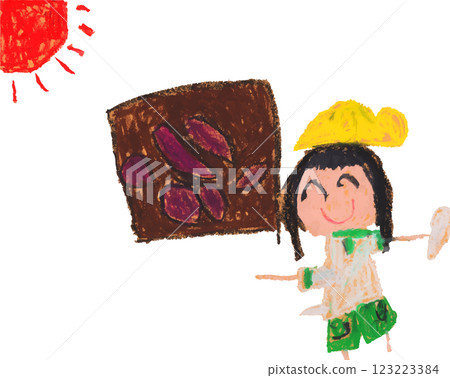 小孩畫的挖土豆的圖 小孩畫的挖土豆的圖 123223384