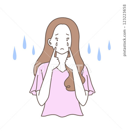 Illustration material of a sad and crying woman Illustration material of a sad and crying woman 123223658