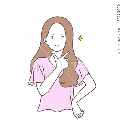 Illustration material of a woman with a serious face 123223660