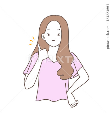 一個女人微笑並擺出好姿勢的插畫素材 123223661