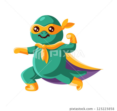 Cute Cartoon Dinosaur Dressed as a Superhero 123223858