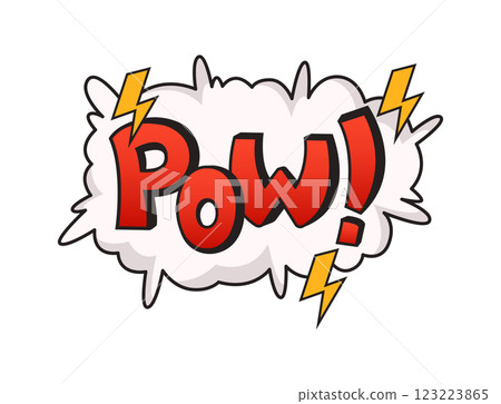 Comic Style Pow Text with Lightning Bolts Comic Style Pow Text with Lightning Bolts 123223865