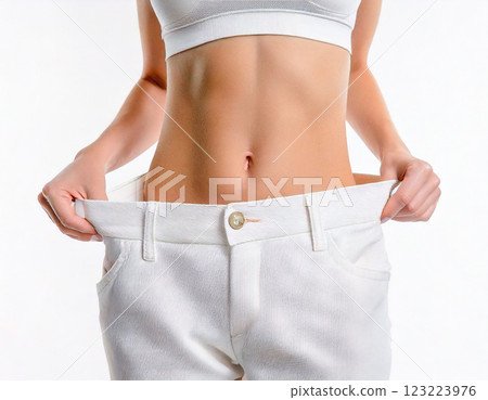 A young woman's slim waist after a successful diet, Generative AI AI image A young woman's slim waist after a successful diet, Generative AI AI image 123223976