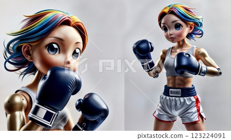 robotic boxers in dramatic pose for futuristic fighting sports content 123224091