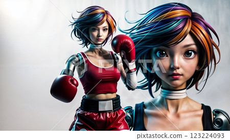 robots in action packed boxing stance for high tech sports themes and visuals 123224093