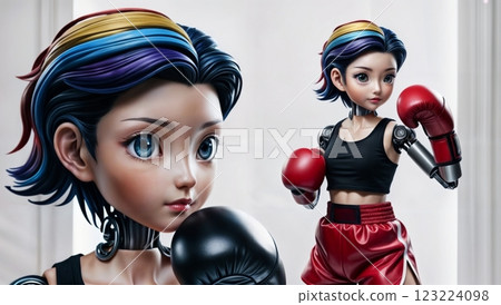 emotional robotic boxers in intense stance for innovative sports concepts 123224098