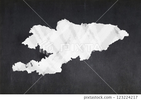 Map of Kyrgyzstan drawn on a blackboard 123224217