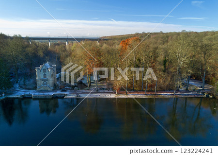 Aerial view of the Etangs de Commelles in winter Aerial view of the Etangs de Commelles in winter 123224241