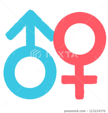 Simple illustration, crayon touch, male and female symbols Simple illustration, crayon touch, male and female symbols 123224370