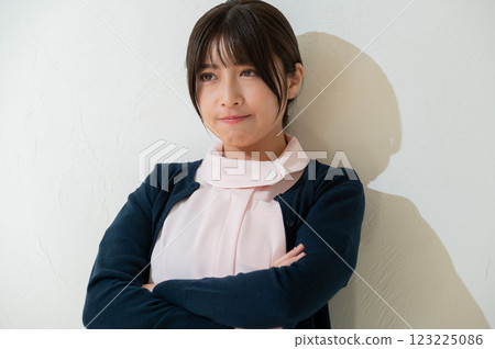 Clinic staff thinking on white background Clinic staff thinking on white background 123225086