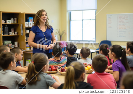 Engaging Village School Classroom with Teacher and Eager Students Learning Together 123225148