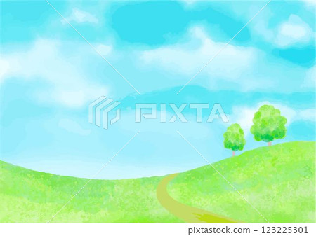 Grassland watercolor illustration vector 123225301