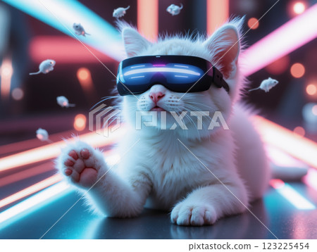 Kitten playing in VR - AI generated image 123225454