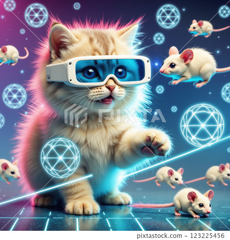 Kitten playing in VR - AI generated image Kitten playing in VR - AI generated image 123225456