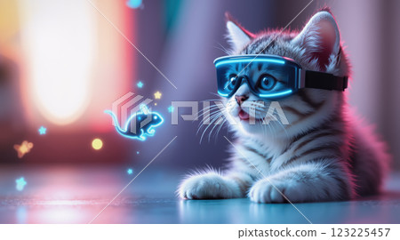 Kitten playing in VR - AI generated image 123225457