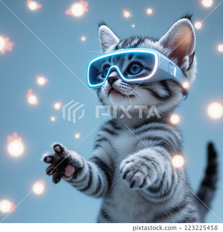 Kitten playing in VR - AI generated image 123225458