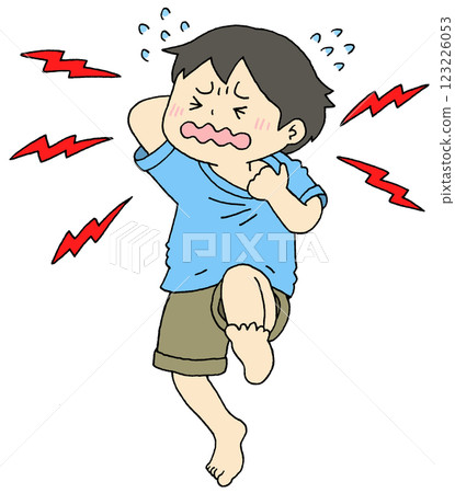 Itchy and crying boy Itchy and crying boy 123226053
