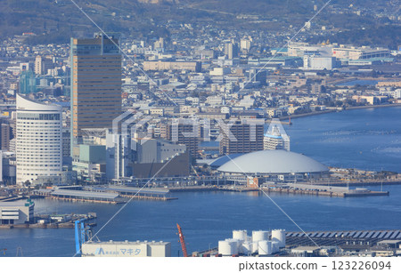 Sunport Takamatsu, the newly built Anabuki Arena Kagawa (Kagawa Prefectural Arena) and the area around Takamatsu Port Sunport Takamatsu, the newly built Anabuki Arena Kagawa (Kagawa Prefectural Arena) and the area around Takamatsu Port 123226094