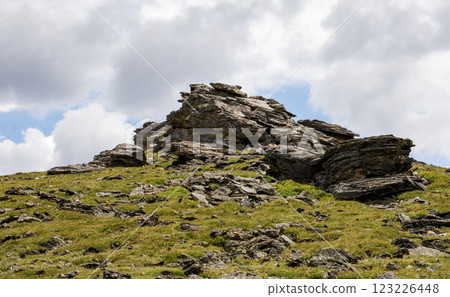 Rocky Hilltop With Diverse Stone Formations Under a Cloudy Sky in Rocky Mountain National Park Rocky Hilltop With Diverse Stone Formations Under a Cloudy Sky in Rocky Mountain National Park 123226448