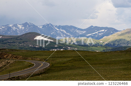 Scenic Mountain Landscape With Winding Road and Vibrant Green Fields During Daylight 123226466