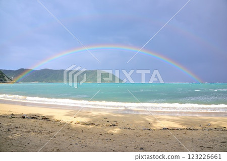 奄美大島 雨後的藍天和海上的彩虹 123226661