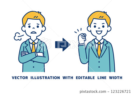 一位年輕商人解決問題和失敗的向量插圖_線寬可以編輯 123226721