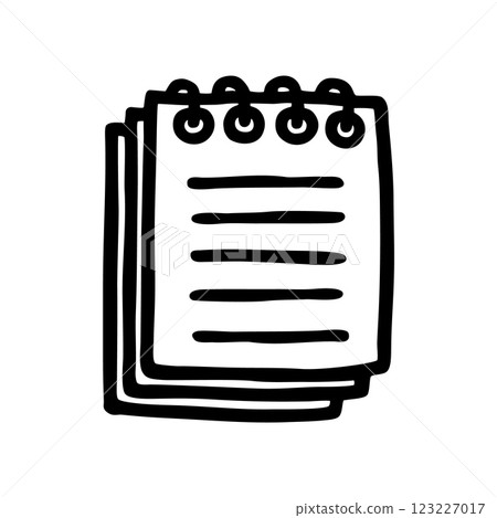Doodle Notepad icon hand drawn with black line in freehand style Doodle Notepad icon hand drawn with black line in freehand style 123227017