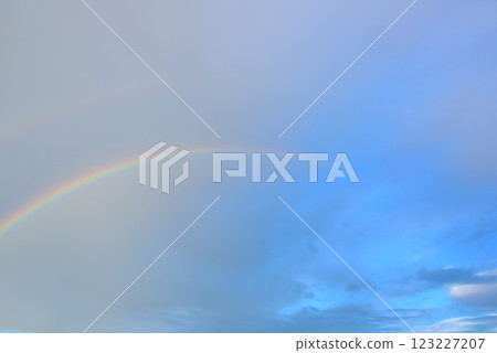 Tachikawa City: A beautiful rainbow in the sky after the rain Tachikawa City: A beautiful rainbow in the sky after the rain 123227207