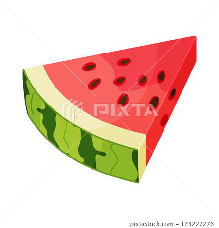 Vector illustration of a watermelon wedge. Triangle shaped watermelon slice flat style Vector illustration of a watermelon wedge. Triangle shaped watermelon slice flat style 123227276
