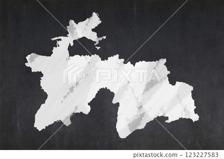 Map of Tajikistan drawn on a blackboard 123227583