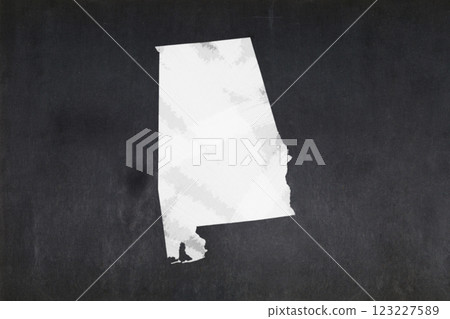 Map of the State of Alabama drawn on a blackboard 123227589