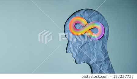 World Autism Day Concepts. represent by a Rainbow Infinity Symbol on the Brain. Autism Awareness Day. Neurodiversity, Inclusivity, and Acceptance. World Autism Day Concepts. represent by a Rainbow Infinity Symbol on the Brain. Autism Awareness Day. Neurodiversity, Inclusivity, and Acceptance. 123227725